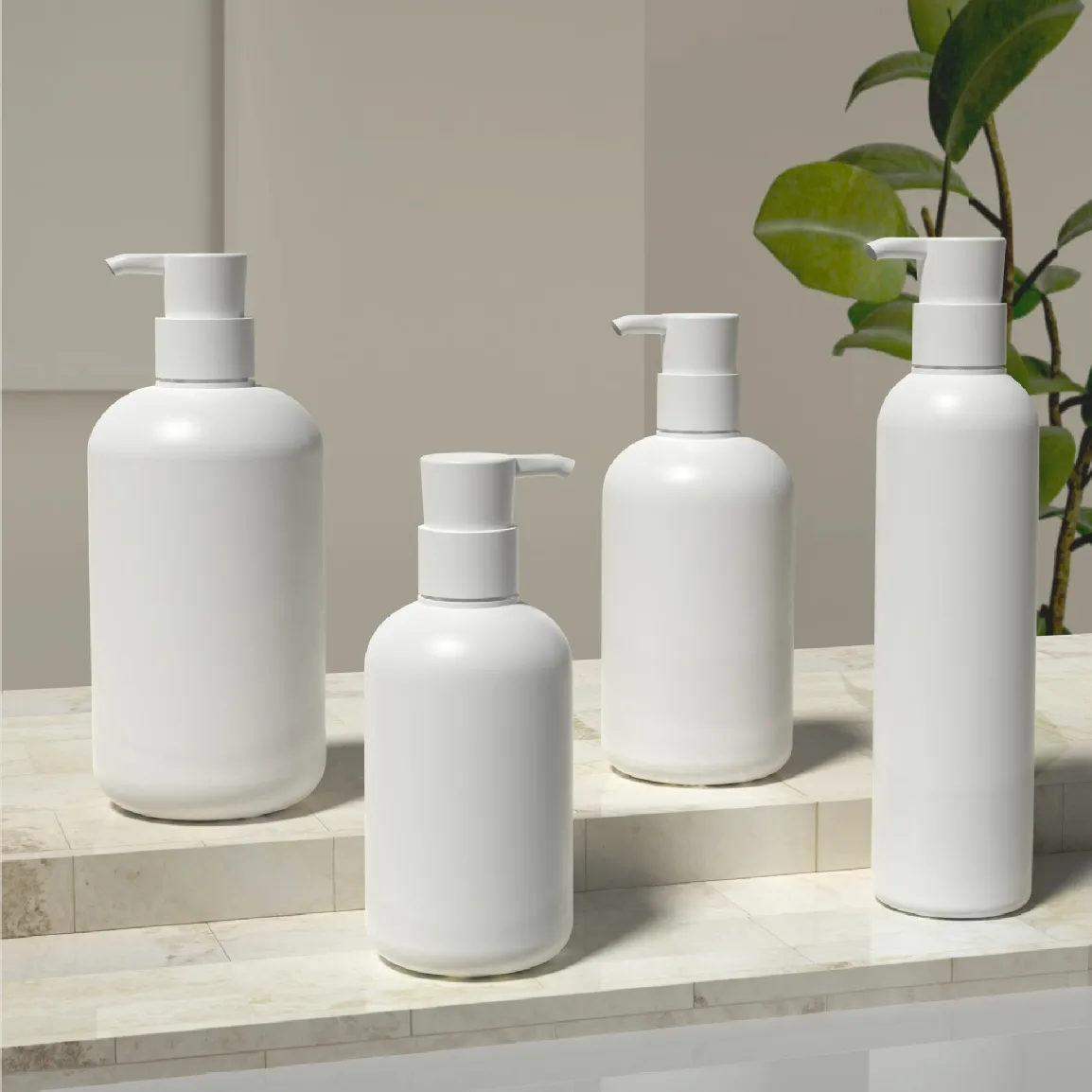 Eco-friendly white HDPE 200ml 300ml 400ml 500ml bottiglia di Shampoo in plastica morbida con pompa