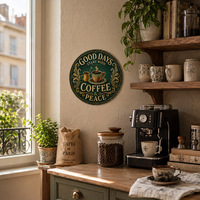Plaque Métallique Vintage Café Paix, Décoration Murale Rustique pour Café, Cuisine, Bar à Café, Style Ancien