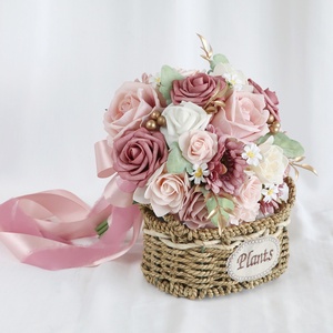 Bellissimo Bouquet da Sposa in Seta con Rose Artificiali, Fiore Portatile per Foto, per Interni/Esterni, Transfrontaliero - Product Image 2