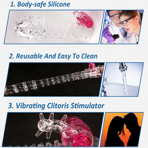 Crystal Reusable Delayed Ejaculation Vibrating Clitoris Cock Penis Extender Sleeves Vibrator <strong>for</strong> <strong>Men</strong> - Product Image 3
