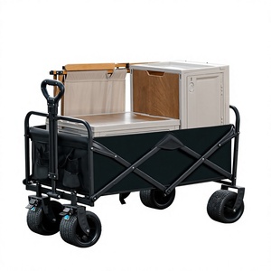 Outdoor-Campingwagen, tragbarer Klappwagen mit Teleskopgriff, Offroad-Rädern und großem Liegesitz für Kinder – ideal für den Marktstand - Product Image 1