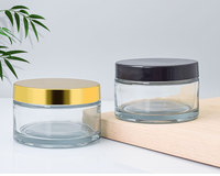 Grand pot en verre ambré de 200g, plat, rond, transparent, vide, avec couvercle en plastique, personnalisable, pour pommades et usages multiples, vente en gros