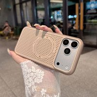 Coque arrière magnétique en PC à dissipation thermique pour iPhone 18 17 16 Pro Max, compatible chargeur sans fil, motif nid d'abeille