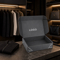 Individuelles Logo Luxuriöse Schwarze Versandbox Umweltfreundliche Wellpappe Recycelbare Versandverpackung für Kleidung Geschenke Bekleidung