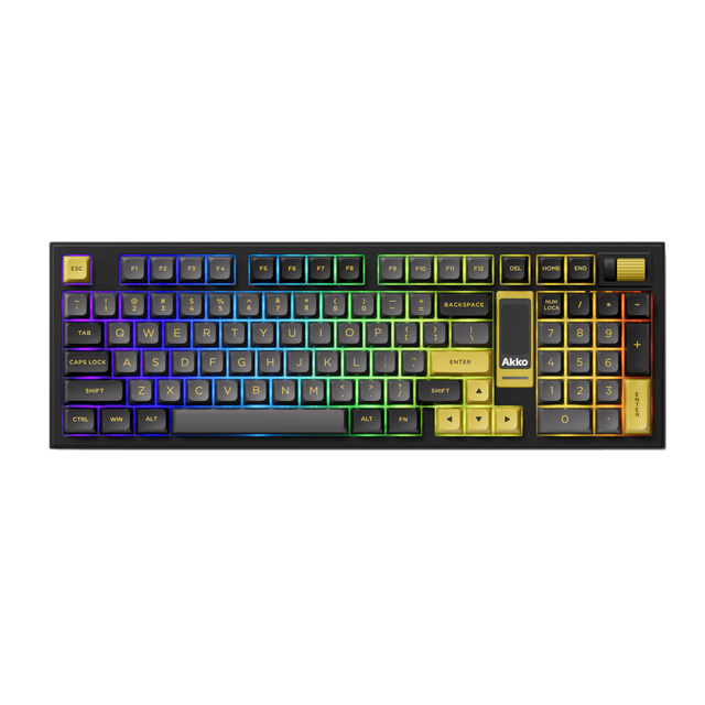 Akko 5098B Black & Gold ANSI Layout Mechanical Keyboard OEM Knob With TFT LCD Screen