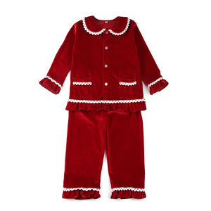 New design kids pjs sleeping pigiama set toddler girls kids custom 2 pezzi di lusso spesso pigiama di velluto per bambini - Product Image 2