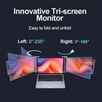 Moniteur triple portable 15,6 pouces à 3 écrans pour extension d'écran d'ordinateur portable, LCD 1080P, connexion USB-C, HDMI, USB-A