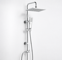 Ensemble de douche carré haut de gamme effet pluie chromé avec douchette minimaliste et rail coulissant pour importateurs B2B en gros
