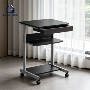 Support d'<span class=keywords><strong>imprimante</strong></span> mobile avec tiroir, étagère ouverte à 3 niveaux, cadre métallique robuste, bureau roulant pour le rangement d'imprimantes à domicile ou au bureau - Product Image 4