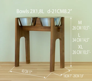 ODOM OEM Support de gamelle pour chien en bois de hêtre de haute qualité fait à la main 2 gamelles en acier inoxydable Grande taille moyenne écologique automatique - Product Image 5