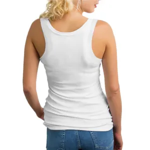 Top de regata feminino com logotipo personalizado OEM ODM, blusa de malha casual para mulheres, blusa de regata feminina branca em branco de alta qualidade