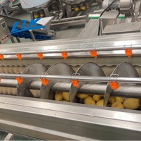 Automatische industriële friteuse van roestvrij staal 304 voor aardappelchips, frieten en fruit, capaciteit 200 kg/uur, continue snackverwerking
