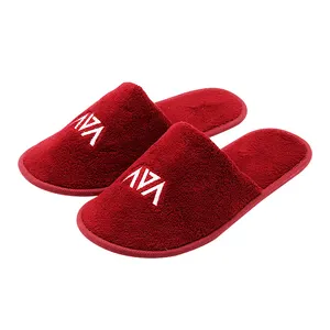 UG Red Hotel Room Slippers Anti-slip Bottom Luxury Custom Logo Slippers Lightweight Breathable Comfortable Hotel Guset Room