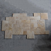 Marbre de travertin Beige, carreaux de pavés de piscine martelés de 30mm d'épaisseur, vente en gros