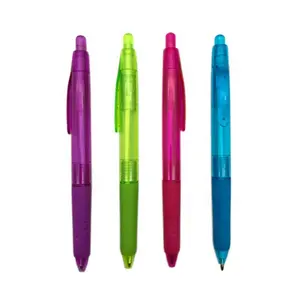 STASUNプラスチックプロモーション格納式ボールペン、ソフトラバーグリップクリックボールペン学生用ペン