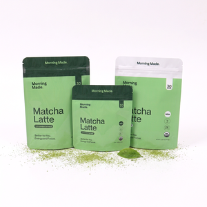 Bolsa con Cierre Personalizada, Impresa en Huecograbado, Reutilizable, con Cierre Hermético, Apta para Alimentos, Laminada con Papel de Aluminio, Resistente a la Humedad, Acabado Mate, para Bebidas Matcha Latte - Product Image 1