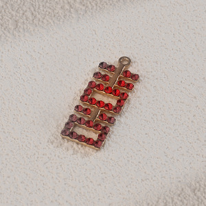 Pendentif en strass double bonheur chinois, bijoux de mariage, breloque, accessoires DIY pour femmes, taille brillant rond, blanc et rouge - Product Image 2