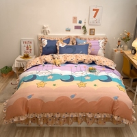 Ensemble de literie pour enfants quatre pièces en coton personnalisé drap brossé épaissi et housse de couette ensemble de literie pour dortoir