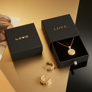 Boîtes rigides en papier pour bijoux, colliers, avec logo personnalisé, recyclables, avec pendentif en forme d'anneau, tiroir coulissant, emballage cadeau - Product Image 1