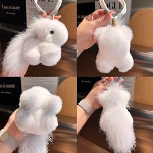 Nouveau porte-clés multicolore en fourrure de lapin Rex, <span class=keywords><strong>pompon</strong></span> en vraie fourrure moelleuse, breloque mignonne pour sac ou clé de voiture - Product Image 6