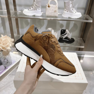 Alexander Vintage Texture Mesh Panel Platform Sneakers With Mc. Reinforced Toe <b>Cap</b> For <b>Mens</b> Womens Daily Streetwear Shoes Queen - Product Image 1