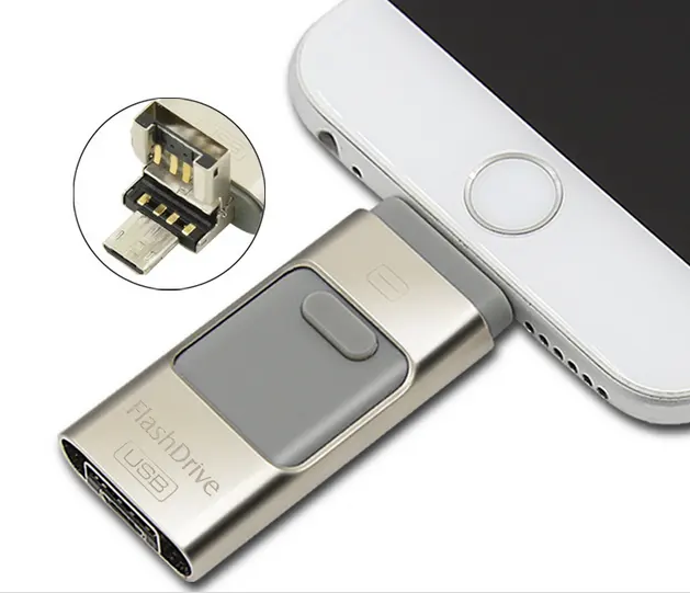 wholesale 2 in 1 otg flash drive 8-128gb for iphone/ipod/ipad/mac