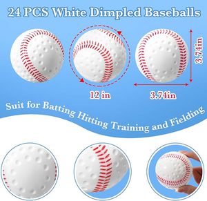 24 ballons de baseball en cuir alvéolé pour l'entraînement à la machine à lancer, couture rouge, coordination œil-main - Product Image 2