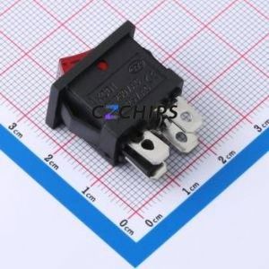 HX KCD1-104N Rocker Switch Through hole Component (THT) Switch Red Solder Tab Red 6A - Product Image 2