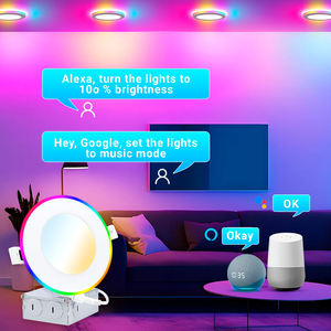 Panel de Luz LED RGB Inteligente y Delgado de 4 Pulgadas, Control por APP/WiFi, 16 Millones de Colores, Regulable, Empotrable, para Techo, Marco Blanco - Product Image 4