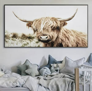 Decorazione murale moderna arte rustico fattoria Highland mucca pittura su tela per la decorazione della casa - Product Image 4