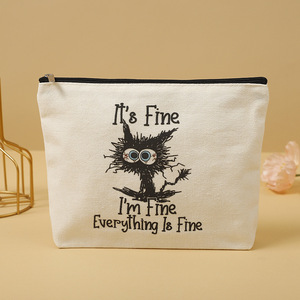 Biểu Tượng Tùy Chỉnh Dày Vệ Sinh Cá Nhân Lưu Trữ Bông Vải Tạo nên Túi Vải Bút Chì Trường Hợp Với Dây Kéo - Product Image 5