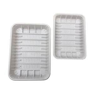 Eco Food Trays 18.5*13.5*2.5cm PLA Plant Based Trays Biodegradable Plastic Serving Tray Compostable Meat Fruit Snack Plates