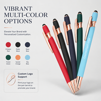 Bolígrafo de Firma Color Oro Rosa 2 en 1, Bolígrafo con Pantalla Táctil, Bolígrafo de Aluminio Mate con Logotipo Personalizado, Bolígrafo Metálico Multicolor