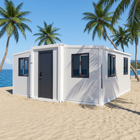 Maison conteneur blanche extensible, maison modulaire préfabriquée, structure en acier, cabane forestière à double aile, vente en gros OEM