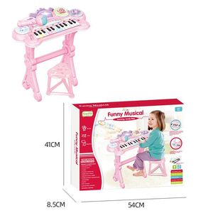 Wholesale Piano Keyboard Light Drum Microphone <b>Stool</b> Electronic Piano Children's Educational Toy English - Product Image 5