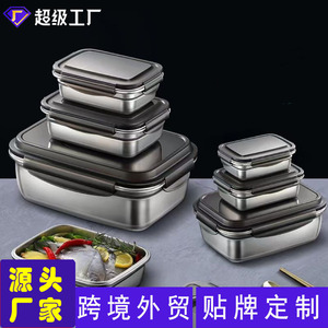 304 Stainless Steel Food <b>Storage</b> <b>Container</b> With Lid And Handle For Refrigerator <b>Storage</b> - Product Image 4