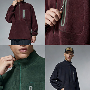 Veste polaire unisexe personnalisée avec logo, 325 grammes, pour l'extérieur, chaude, en sherpa, coupe oversize, sport, ODM - Product Image 2