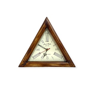Modern Geometric Triangular Wood Art Decor Metal Handicraft <b>Wall</b> Clock 12-Inch Lightweight Multipurpose Office Stylish M/S - Product Image 1