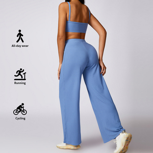 Haute qualité femmes pantalons filetés <span class=keywords><strong>pantalon</strong></span> taille haute Yoga danse <span class=keywords><strong>pantalon</strong></span> vêtements de sport décontracté ample femmes pantalons à jambes larges - Product Image 3