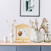 Urne funéraire en bois en forme de maison pour animaux de compagnie, boîte de crémation commémorative avec cadre photo, souvenir pour chien, chat, cadeau commémoratif pour la perte d'un animal