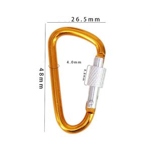 Custom Logo D Shape Aluminum Locking Carabiner Keychain Screw Gate Clip for Outdoor Event Giveaways - Product Image 2