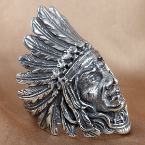 Men's Tribal Face <b>Ring</b> <b>Silver</b> Stainless Steel Punk Style Jewelry Gift 213037 - Product Image 3