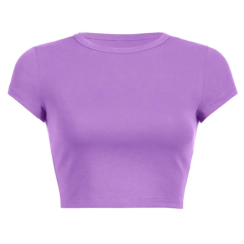 Customized LOGO Summer Best Selling Fashion Women's Tight Short Cropped Navel Round Neck Short Sleeve T-shirt Women's