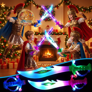 2026年 子供用LED玩具 光る剣 音楽と光の誘導で点灯するサメ型ナイフ スプレー塗装されたブロードソード プラスチック製 ディワリパーティー用 - Product Image 3