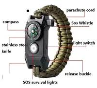 Bracelet de survie tactique réglable Anthrive pour homme avec lampe LED SOS, boussole, allume-feu et sifflet