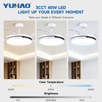 Ventilateur de plafond LED invisible silencieux BLDC 42 pouces avec éclairage, personnalisable OEM/ODM, pour chambre d'enfant, salon, maison intelligente