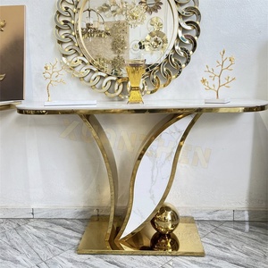 Xuanzhen Living Room Furniture <strong>Marble</strong> <strong>Console</strong> <strong>Tables</strong> Modern Luxury Gold Metal Entryway Hallway <strong>Table</strong> Entrance <strong>Table</strong> with Mirror - Product Image 2