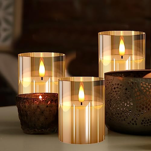 Bougie LED en verre à piles avec flamme vacillante 3D sans flamme, en cire véritable, avec télécommande pour la décoration de mariage et de la maison - Product Image 3