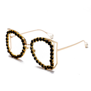 Gafas de Sol de Moda con Marco Grande de Metal de Lujo, Lentes Transparentes con Pedrería, Gafas de Sol para Mujer 2020 - Product Image 5