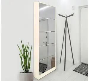 Armoire à chaussures ultra-mince domestique porte intérieure une pièce de miroir Flip seau miroir armoire à chaussures rotative